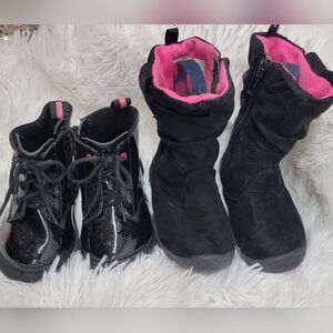 Black and Pink Kids Toddler Boots Set